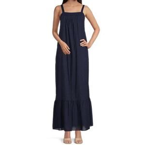 LDT Black Maxi Dress Blair Square Neck Sleeveless Waistless Size: 4 W Pockets